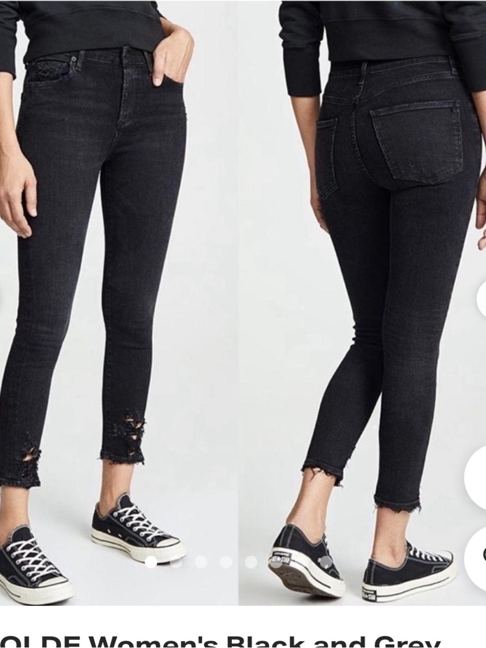 Agolde Black Sophie high rise Ankle Skinny Jeans with Frayed Hem